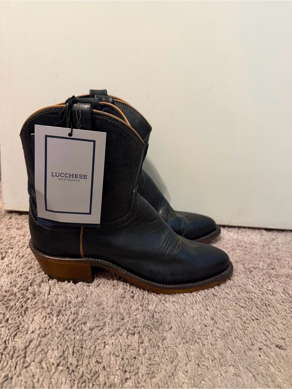 Lucchese Black Leather Western Boots